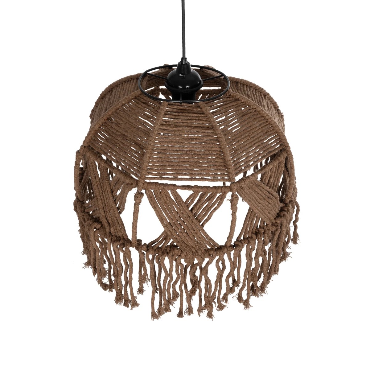 GLOBOSTAR® TONA 205-0016 Boho Κρεμαστό Φωτιστικό Οροφής με Ντουί 1 x E27 AC 220-240V IP20 – Καφέ- M40 x Π40 x Υ38cm