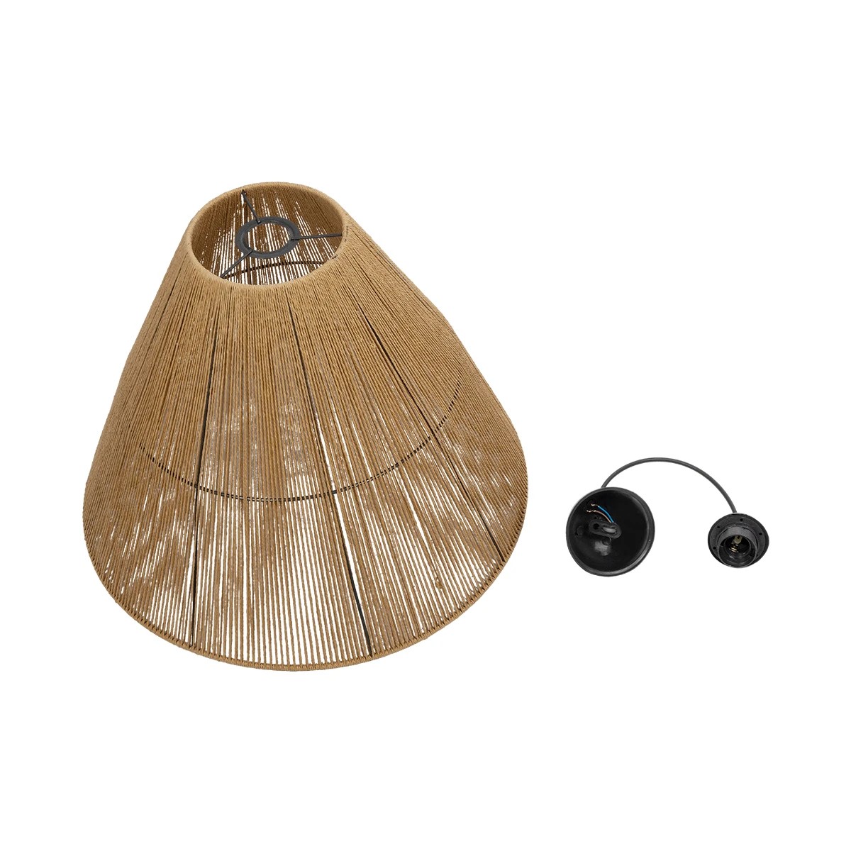 GLOBOSTAR® HUTT 205-0018 Boho Κρεμαστό Φωτιστικό Οροφής με Ντουί 1 x E27 AC 220-240V IP20 – Μπεζ – M50 x Π50 x Υ40cm