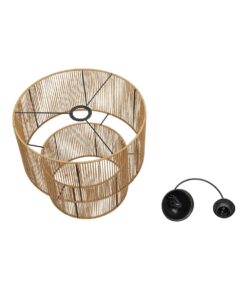 GLOBOSTAR® ROXXI 205-0019 Boho Κρεμαστό Φωτιστικό Οροφής με Ντουί 1 x E27 AC 220-240V IP20 – Μπεζ – M35 x Π35 x Υ37cm