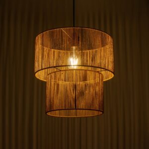 GLOBOSTAR® ROXXI 205-0019 Boho Κρεμαστό Φωτιστικό Οροφής με Ντουί 1 x E27 AC 220-240V IP20 – Μπεζ – M35 x Π35 x Υ37cm