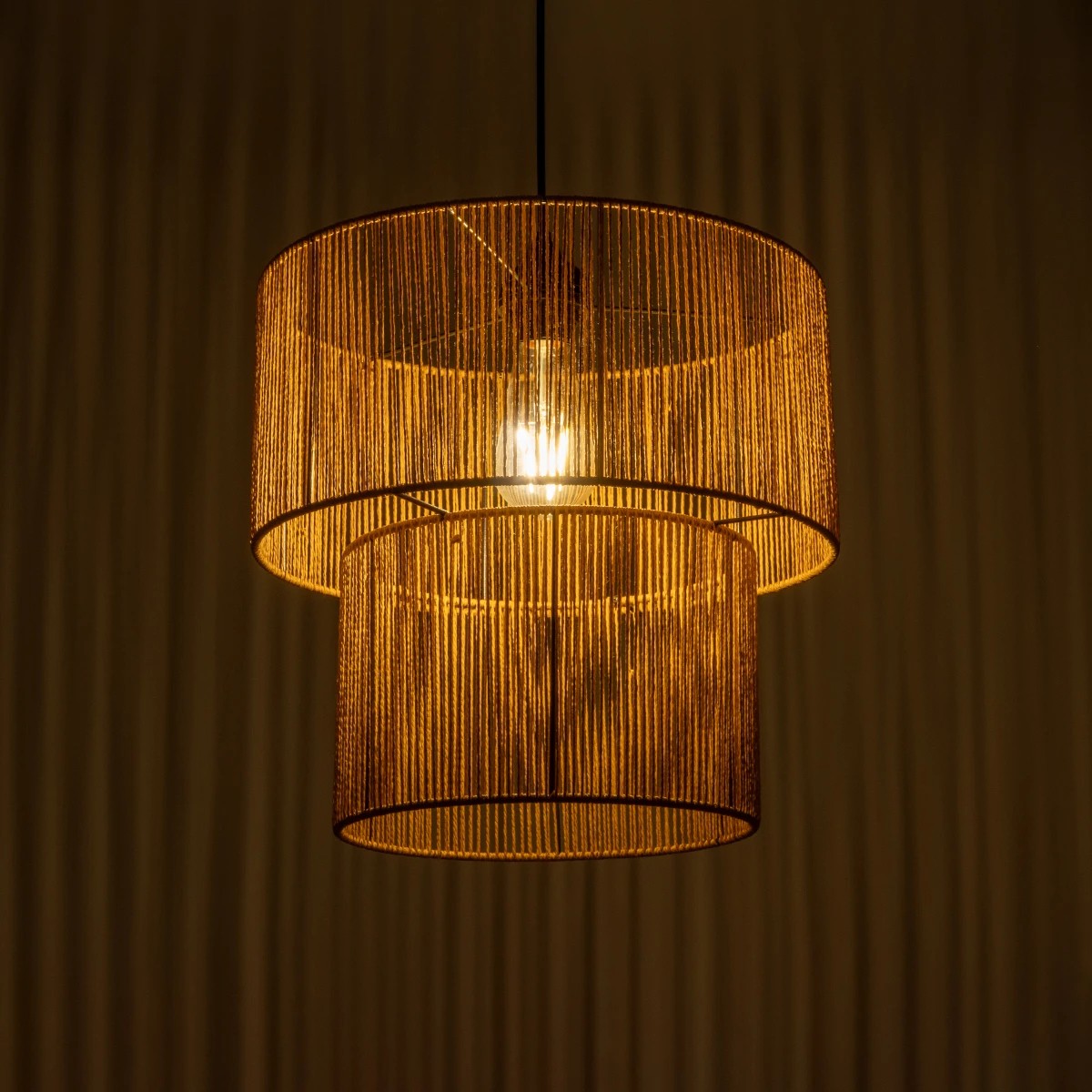 GLOBOSTAR® ROXXI 205-0019 Boho Κρεμαστό Φωτιστικό Οροφής με Ντουί 1 x E27 AC 220-240V IP20 – Μπεζ – M35 x Π35 x Υ37cm