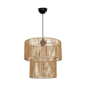 GLOBOSTAR® ROXXI 205-0019 Boho Κρεμαστό Φωτιστικό Οροφής με Ντουί 1 x E27 AC 220-240V IP20 – Μπεζ – M35 x Π35 x Υ37cm