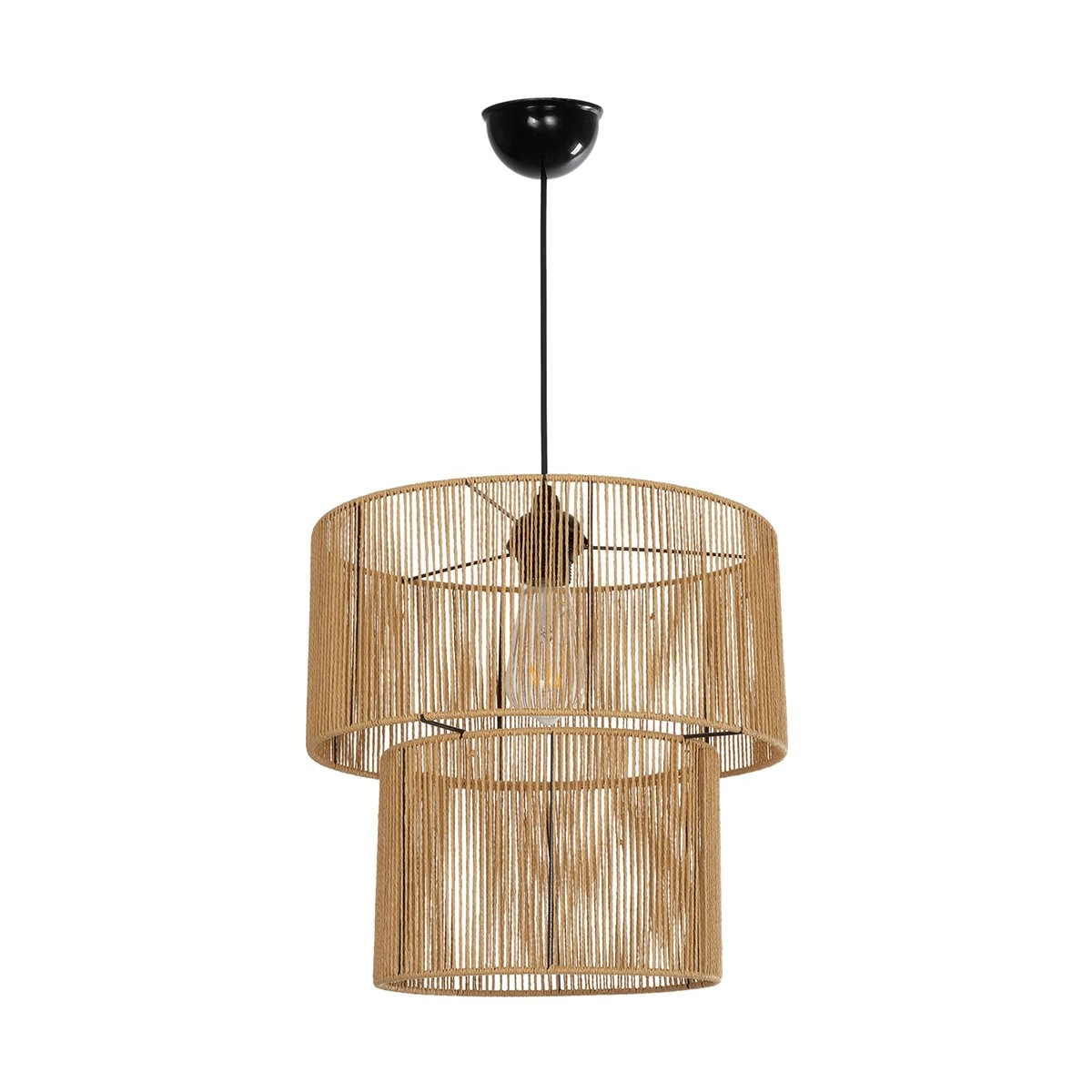 GLOBOSTAR® ROXXI 205-0019 Boho Κρεμαστό Φωτιστικό Οροφής με Ντουί 1 x E27 AC 220-240V IP20 – Μπεζ – M35 x Π35 x Υ37cm