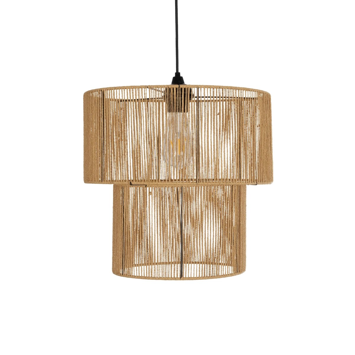 GLOBOSTAR® ROXXI 205-0019 Boho Κρεμαστό Φωτιστικό Οροφής με Ντουί 1 x E27 AC 220-240V IP20 – Μπεζ – M35 x Π35 x Υ37cm