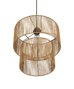 GLOBOSTAR® ROXXI 205-0019 Boho Κρεμαστό Φωτιστικό Οροφής με Ντουί 1 x E27 AC 220-240V IP20 – Μπεζ – M35 x Π35 x Υ37cm