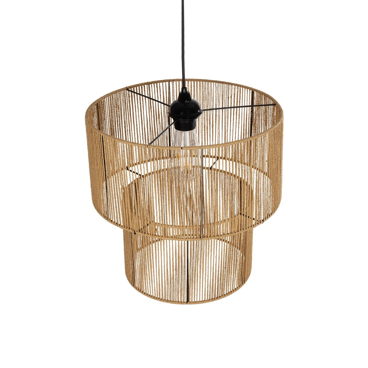 GLOBOSTAR® ROXXI 205-0019 Boho Κρεμαστό Φωτιστικό Οροφής με Ντουί 1 x E27 AC 220-240V IP20 – Μπεζ – M35 x Π35 x Υ37cm