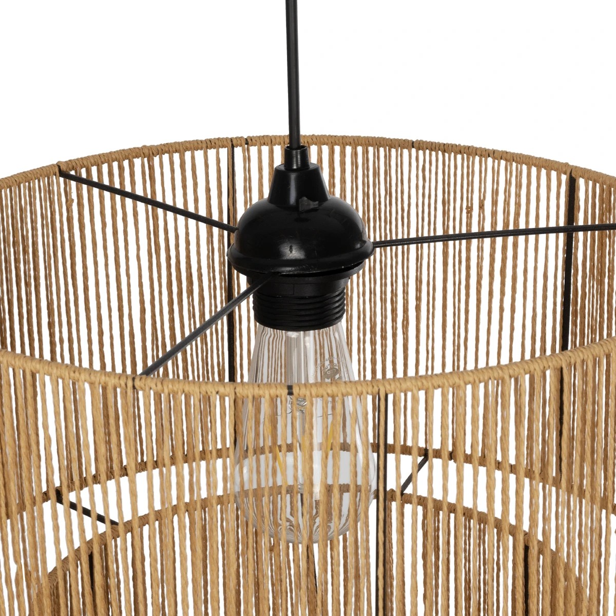 GLOBOSTAR® ROXXI 205-0019 Boho Κρεμαστό Φωτιστικό Οροφής με Ντουί 1 x E27 AC 220-240V IP20 – Μπεζ – M35 x Π35 x Υ37cm