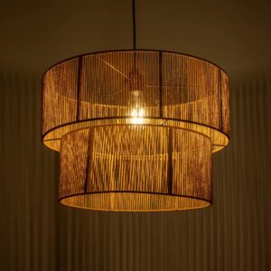 GLOBOSTAR® ROXXI 205-0020 Boho Κρεμαστό Φωτιστικό Οροφής με Ντουί 1 x E27 AC 220-240V IP20 – Μπεζ – M50 x Π50 x Υ36cm