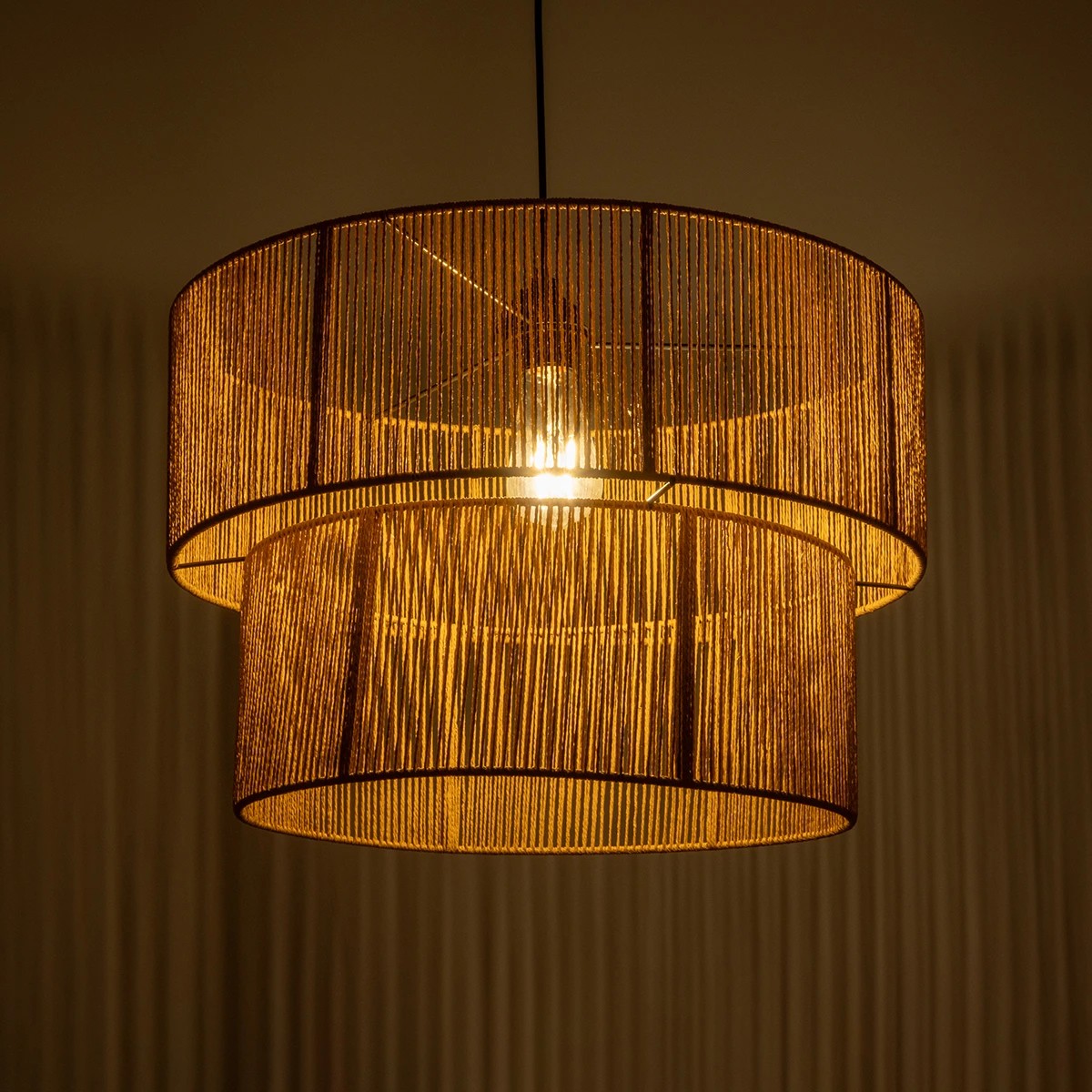 GLOBOSTAR® ROXXI 205-0020 Boho Κρεμαστό Φωτιστικό Οροφής με Ντουί 1 x E27 AC 220-240V IP20 – Μπεζ – M50 x Π50 x Υ36cm