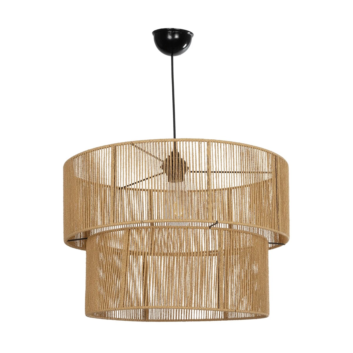 GLOBOSTAR® ROXXI 205-0020 Boho Κρεμαστό Φωτιστικό Οροφής με Ντουί 1 x E27 AC 220-240V IP20 – Μπεζ – M50 x Π50 x Υ36cm