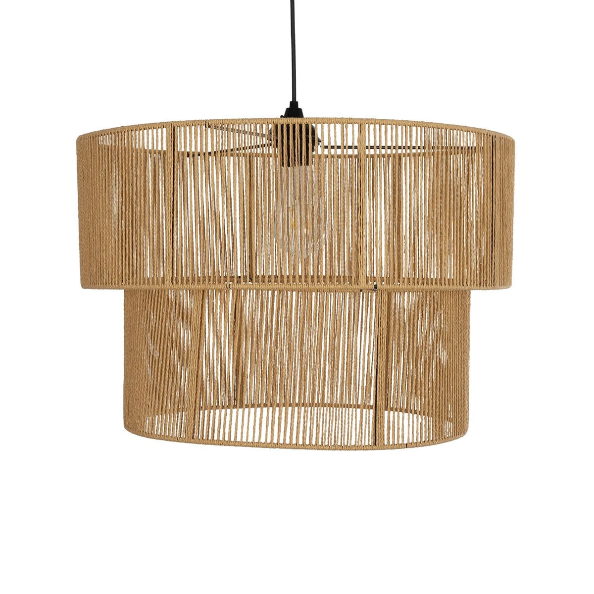 GLOBOSTAR® ROXXI 205-0020 Boho Κρεμαστό Φωτιστικό Οροφής με Ντουί 1 x E27 AC 220-240V IP20 – Μπεζ – M50 x Π50 x Υ36cm