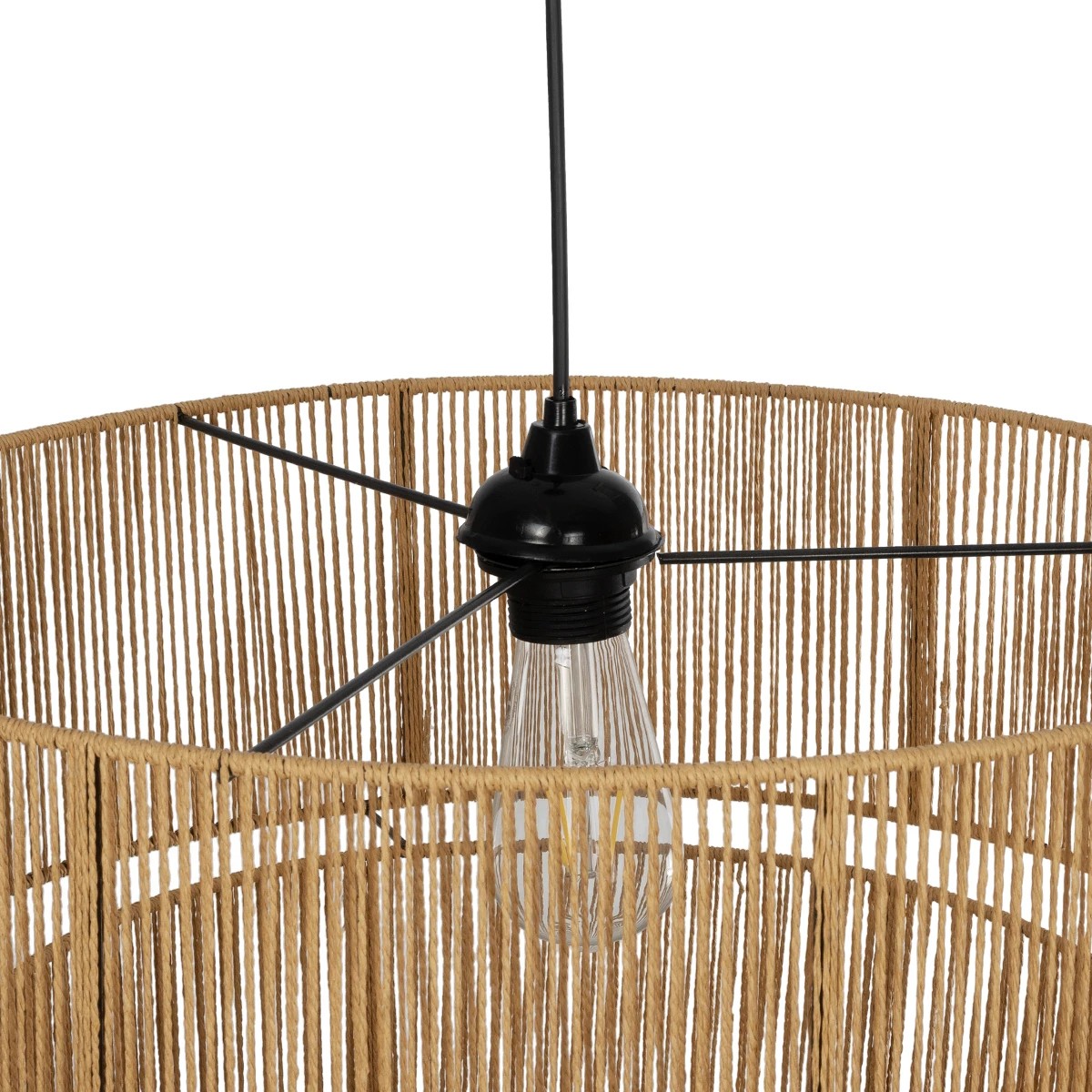 GLOBOSTAR® ROXXI 205-0020 Boho Κρεμαστό Φωτιστικό Οροφής με Ντουί 1 x E27 AC 220-240V IP20 – Μπεζ – M50 x Π50 x Υ36cm