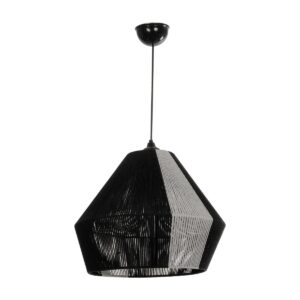 GLOBOSTAR® ANGULUS 205-0021 Boho Κρεμαστό Φωτιστικό Οροφής με Ντουί 1 x E27 AC 220-240V IP20 – Μαύρο & Γκρι – M40 x Π40 x Υ35cm