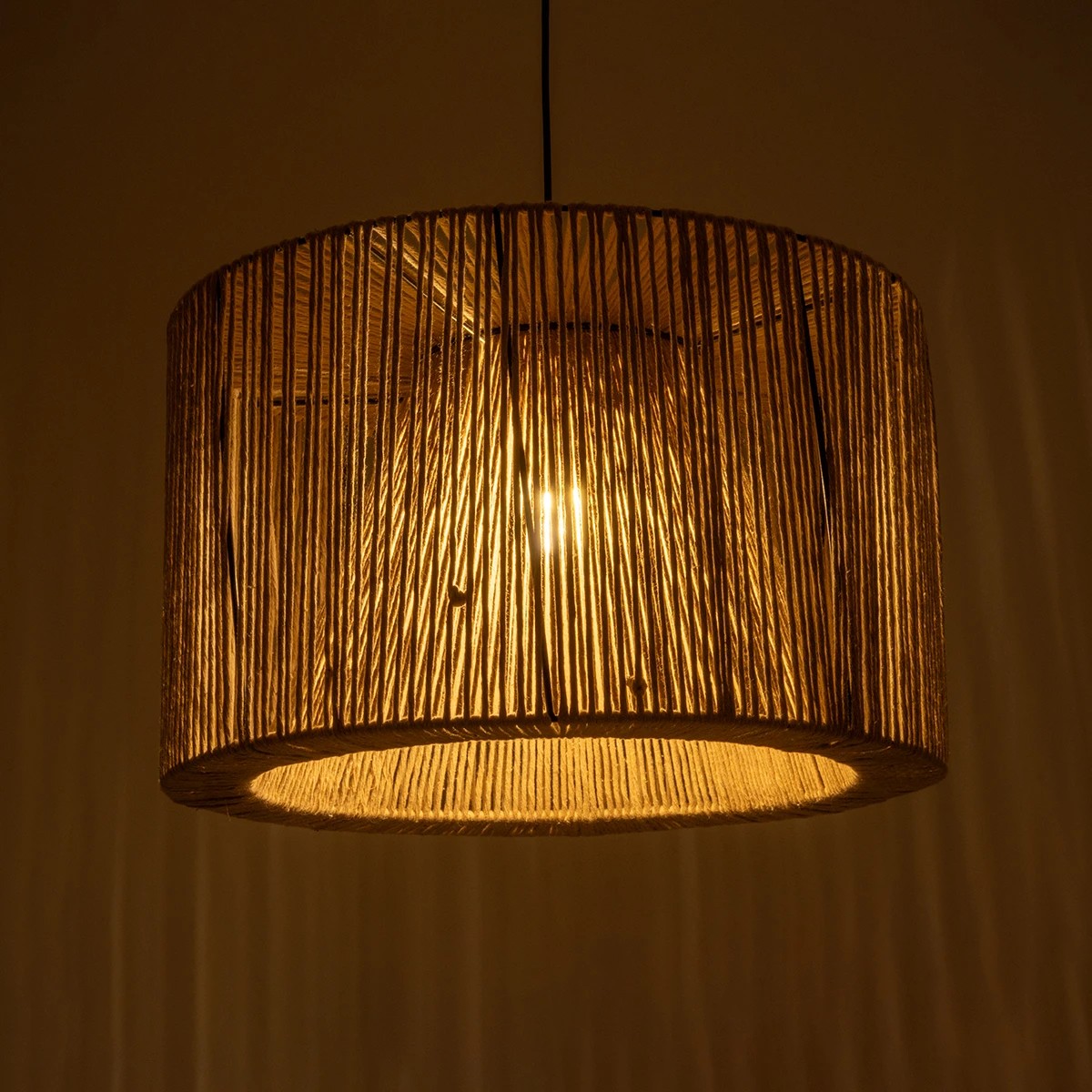 GLOBOSTAR® ZYLINDER 205-0022 Boho Κρεμαστό Φωτιστικό Οροφής με Ντουί 1 x E27 AC 220-240V IP20 – Μπεζ – M50 x Π50 x Υ32cm