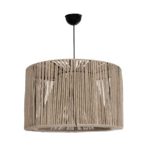 GLOBOSTAR® ZYLINDER 205-0022 Boho Κρεμαστό Φωτιστικό Οροφής με Ντουί 1 x E27 AC 220-240V IP20 – Μπεζ – M50 x Π50 x Υ32cm