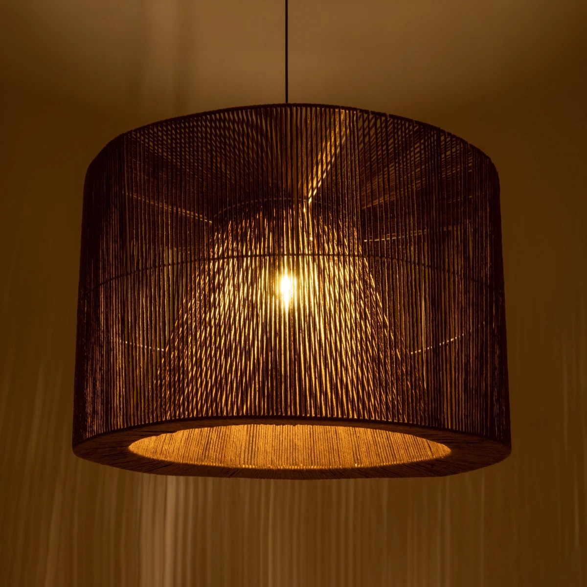 GLOBOSTAR® ZYLINDER 205-0023 Boho Κρεμαστό Φωτιστικό Οροφής με Ντουί 1 x E27 AC 220-240V IP20 – Καφέ – M80 x Π80 x Υ51cm