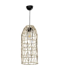 GLOBOSTAR® NETI 205-0024 Boho Κρεμαστό Φωτιστικό Οροφής με Ντουί 1 x E27 AC 220-240V IP20 – Μπεζ – M20 x Π20 x Υ49cm