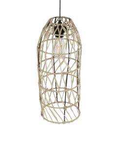 GLOBOSTAR® NETI 205-0024 Boho Κρεμαστό Φωτιστικό Οροφής με Ντουί 1 x E27 AC 220-240V IP20 – Μπεζ – M20 x Π20 x Υ49cm