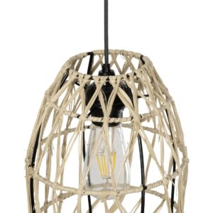 GLOBOSTAR® NETI 205-0024 Boho Κρεμαστό Φωτιστικό Οροφής με Ντουί 1 x E27 AC 220-240V IP20 – Μπεζ – M20 x Π20 x Υ49cm