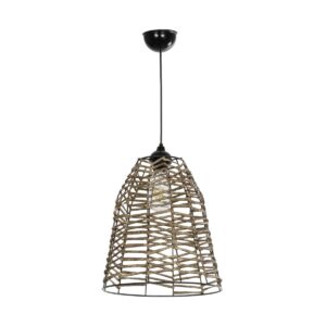 GLOBOSTAR® NETZ 205-0026 Boho Κρεμαστό Φωτιστικό Οροφής με Ντουί 1 x E27 AC 220-240V IP20 – Μπεζ – M30 x Π30 x Υ38cm