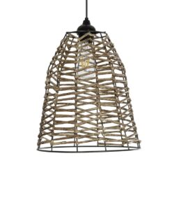 GLOBOSTAR® NETZ 205-0026 Boho Κρεμαστό Φωτιστικό Οροφής με Ντουί 1 x E27 AC 220-240V IP20 – Μπεζ – M30 x Π30 x Υ38cm