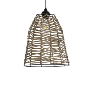 GLOBOSTAR® NETZ 205-0026 Boho Κρεμαστό Φωτιστικό Οροφής με Ντουί 1 x E27 AC 220-240V IP20 – Μπεζ – M30 x Π30 x Υ38cm