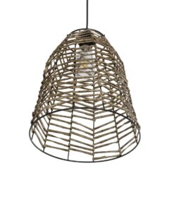 GLOBOSTAR® NETZ 205-0026 Boho Κρεμαστό Φωτιστικό Οροφής με Ντουί 1 x E27 AC 220-240V IP20 – Μπεζ – M30 x Π30 x Υ38cm