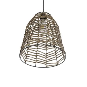 GLOBOSTAR® NETZ 205-0026 Boho Κρεμαστό Φωτιστικό Οροφής με Ντουί 1 x E27 AC 220-240V IP20 – Μπεζ – M30 x Π30 x Υ38cm