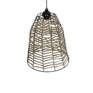 GLOBOSTAR® NETZ 205-0026 Boho Κρεμαστό Φωτιστικό Οροφής με Ντουί 1 x E27 AC 220-240V IP20 – Μπεζ – M30 x Π30 x Υ38cm