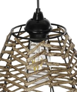 GLOBOSTAR® NETZ 205-0026 Boho Κρεμαστό Φωτιστικό Οροφής με Ντουί 1 x E27 AC 220-240V IP20 – Μπεζ – M30 x Π30 x Υ38cm