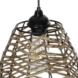 GLOBOSTAR® NETZ 205-0026 Boho Κρεμαστό Φωτιστικό Οροφής με Ντουί 1 x E27 AC 220-240V IP20 – Μπεζ – M30 x Π30 x Υ38cm