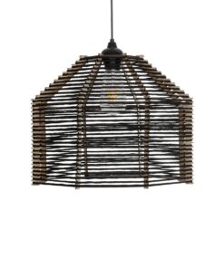 GLOBOSTAR® VORK 205-0027 Boho Κρεμαστό Φωτιστικό Οροφής με Ντουί 1 x E27 AC 220-240V IP20 – Μαύρο – M40 x Π40 x Υ36cm