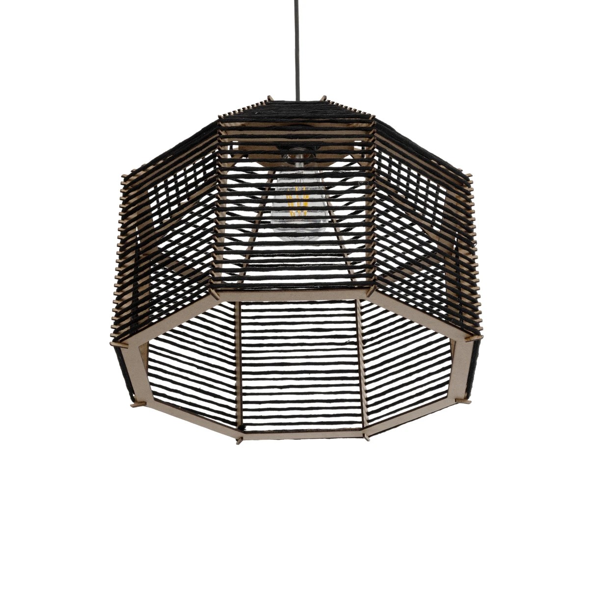 GLOBOSTAR® VORK 205-0027 Boho Κρεμαστό Φωτιστικό Οροφής με Ντουί 1 x E27 AC 220-240V IP20 – Μαύρο – M40 x Π40 x Υ36cm