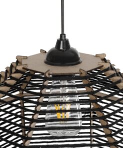 GLOBOSTAR® VORK 205-0027 Boho Κρεμαστό Φωτιστικό Οροφής με Ντουί 1 x E27 AC 220-240V IP20 – Μαύρο – M40 x Π40 x Υ36cm