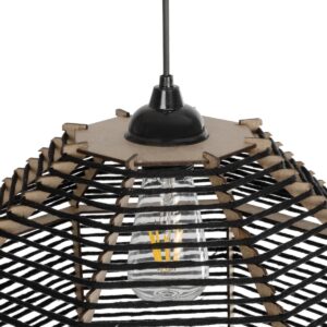 GLOBOSTAR® VORK 205-0027 Boho Κρεμαστό Φωτιστικό Οροφής με Ντουί 1 x E27 AC 220-240V IP20 – Μαύρο – M40 x Π40 x Υ36cm