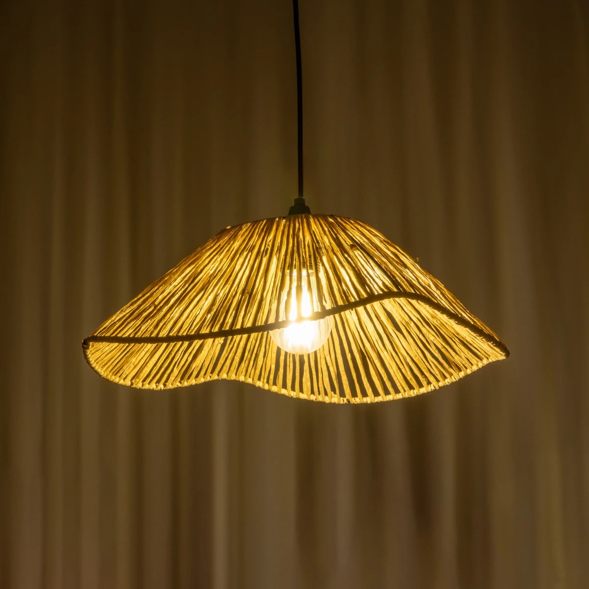 GLOBOSTAR® CHAPEAU 205-0028 Boho Κρεμαστό Φωτιστικό Οροφής με Ντουί 1 x E27 AC 220-240V IP20 – Μπεζ – M41 x Π41 x Υ17cm