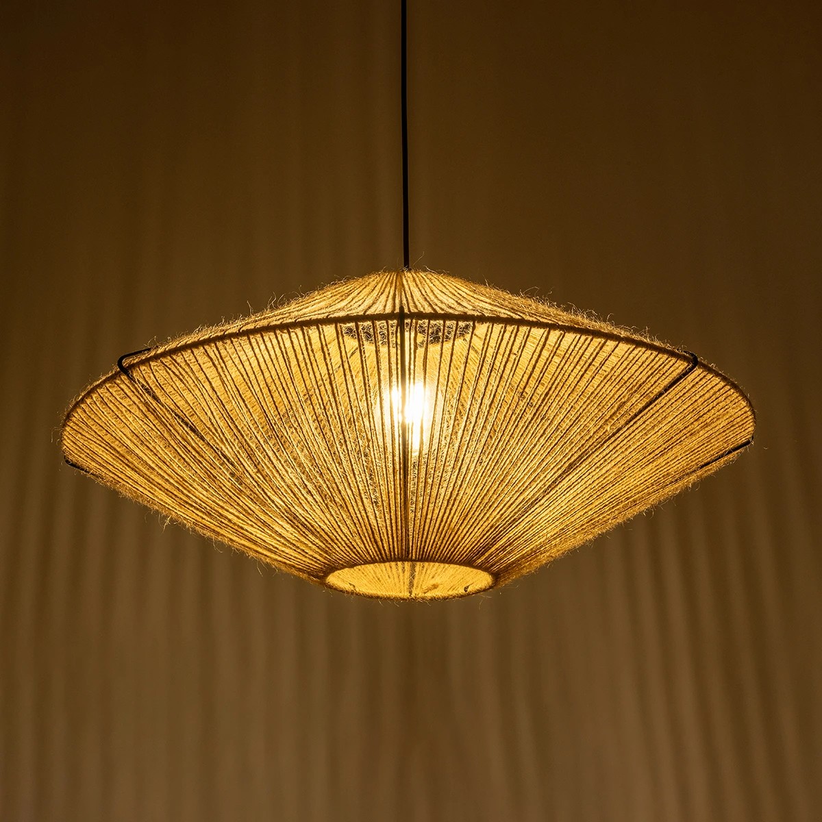 GLOBOSTAR® OVNI 205-0029 Boho Κρεμαστό Φωτιστικό Οροφής με Ντουί 1 x E27 AC 220-240V IP20 – Μπεζ – M60 x Π60 x Υ29cm