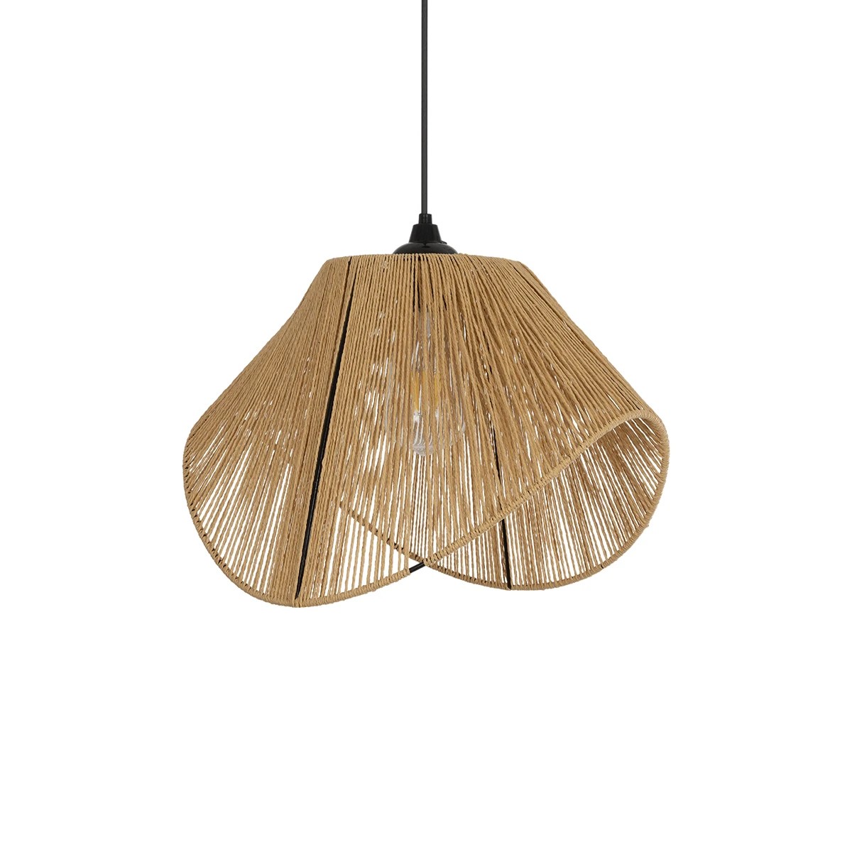 GLOBOSTAR® ECLAIR 205-0030 Boho Κρεμαστό Φωτιστικό Οροφής με Ντουί 1 x E27 AC 220-240V IP20 – Μπεζ – M41 x Π27 x Υ29cm