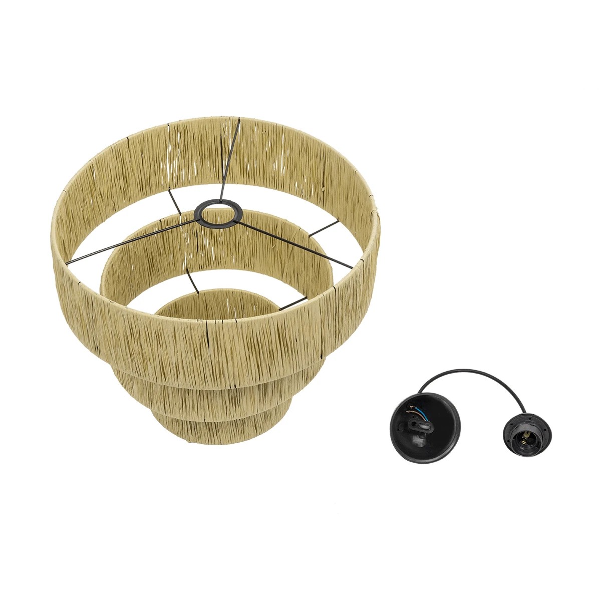 GLOBOSTAR® COROIN 205-0034 Boho Κρεμαστό Φωτιστικό Οροφής με Ντουί 1 x E27 AC 220-240V IP20 – Μπεζ – M40 x Π40 x Υ35cm