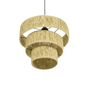 GLOBOSTAR® COROIN 205-0034 Boho Κρεμαστό Φωτιστικό Οροφής με Ντουί 1 x E27 AC 220-240V IP20 – Μπεζ – M40 x Π40 x Υ35cm