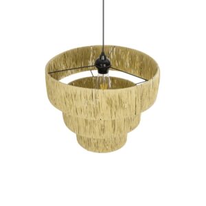 GLOBOSTAR® COROIN 205-0034 Boho Κρεμαστό Φωτιστικό Οροφής με Ντουί 1 x E27 AC 220-240V IP20 – Μπεζ – M40 x Π40 x Υ35cm