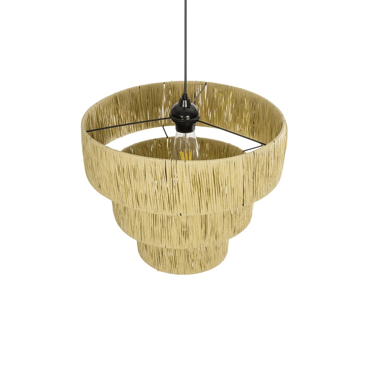 GLOBOSTAR® COROIN 205-0034 Boho Κρεμαστό Φωτιστικό Οροφής με Ντουί 1 x E27 AC 220-240V IP20 – Μπεζ – M40 x Π40 x Υ35cm