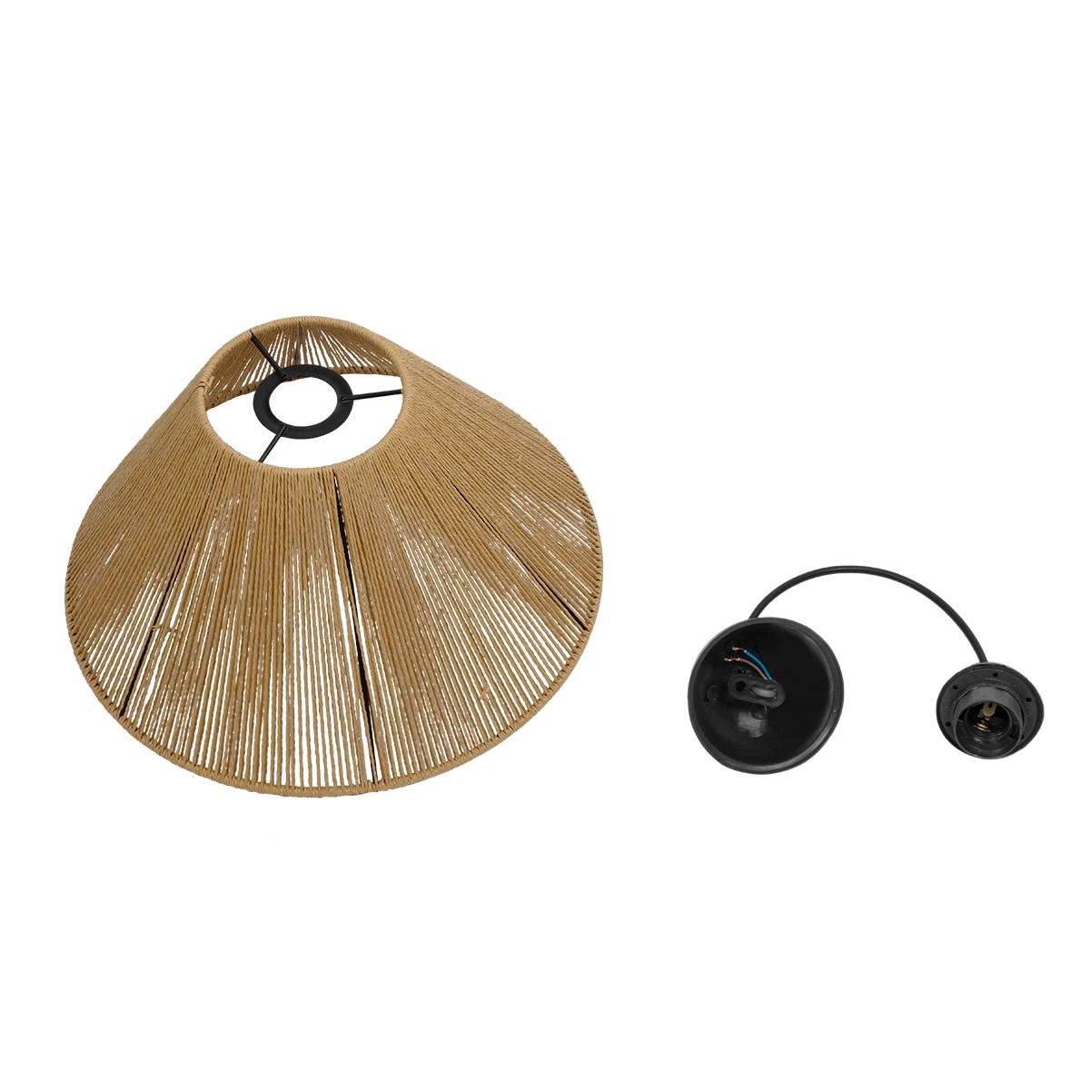 GLOBOSTAR® HATA 205-0036 Boho Κρεμαστό Φωτιστικό Οροφής με Ντουί 1 x E27 AC 220-240V IP20 – Μπεζ – M35 x Π35 x Υ21cm