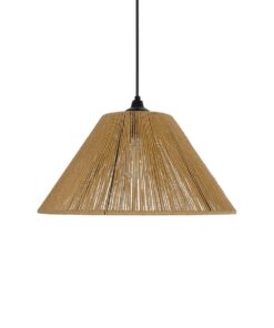 GLOBOSTAR® HATA 205-0036 Boho Κρεμαστό Φωτιστικό Οροφής με Ντουί 1 x E27 AC 220-240V IP20 – Μπεζ – M35 x Π35 x Υ21cm