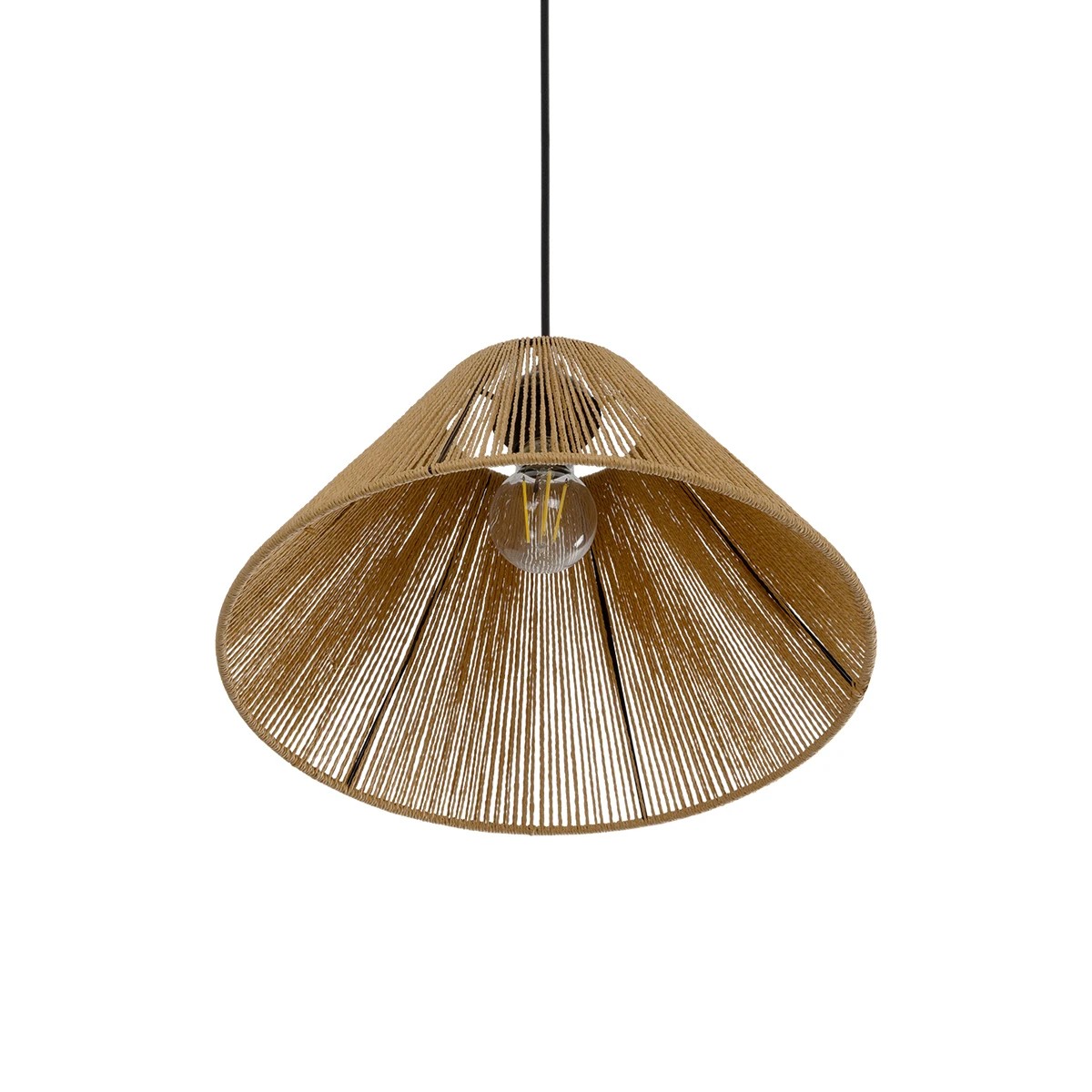 GLOBOSTAR® HATA 205-0036 Boho Κρεμαστό Φωτιστικό Οροφής με Ντουί 1 x E27 AC 220-240V IP20 – Μπεζ – M35 x Π35 x Υ21cm