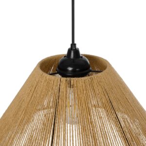 GLOBOSTAR® HATA 205-0036 Boho Κρεμαστό Φωτιστικό Οροφής με Ντουί 1 x E27 AC 220-240V IP20 – Μπεζ – M35 x Π35 x Υ21cm