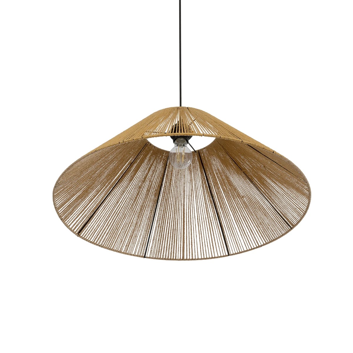 GLOBOSTAR® HATA 205-0037 Boho Κρεμαστό Φωτιστικό Οροφής με Ντουί 1 x E27 AC 220-240V IP20 – Μπεζ – M60 x Π60 x Υ27cm