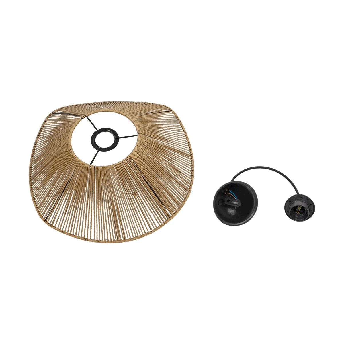 GLOBOSTAR® COURBE 205-0038 Boho Κρεμαστό Φωτιστικό Οροφής με Ντουί 1 x E27 AC 220-240V IP20 – Μπεζ – M40 x Π40 x Υ17cm