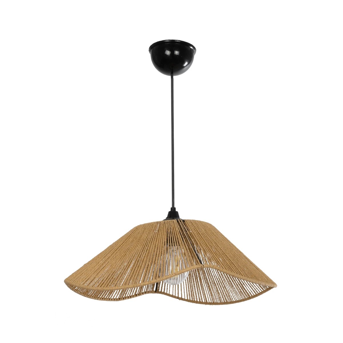 GLOBOSTAR® COURBE 205-0038 Boho Κρεμαστό Φωτιστικό Οροφής με Ντουί 1 x E27 AC 220-240V IP20 – Μπεζ – M40 x Π40 x Υ17cm
