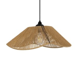 GLOBOSTAR® COURBE 205-0038 Boho Κρεμαστό Φωτιστικό Οροφής με Ντουί 1 x E27 AC 220-240V IP20 – Μπεζ – M40 x Π40 x Υ17cm